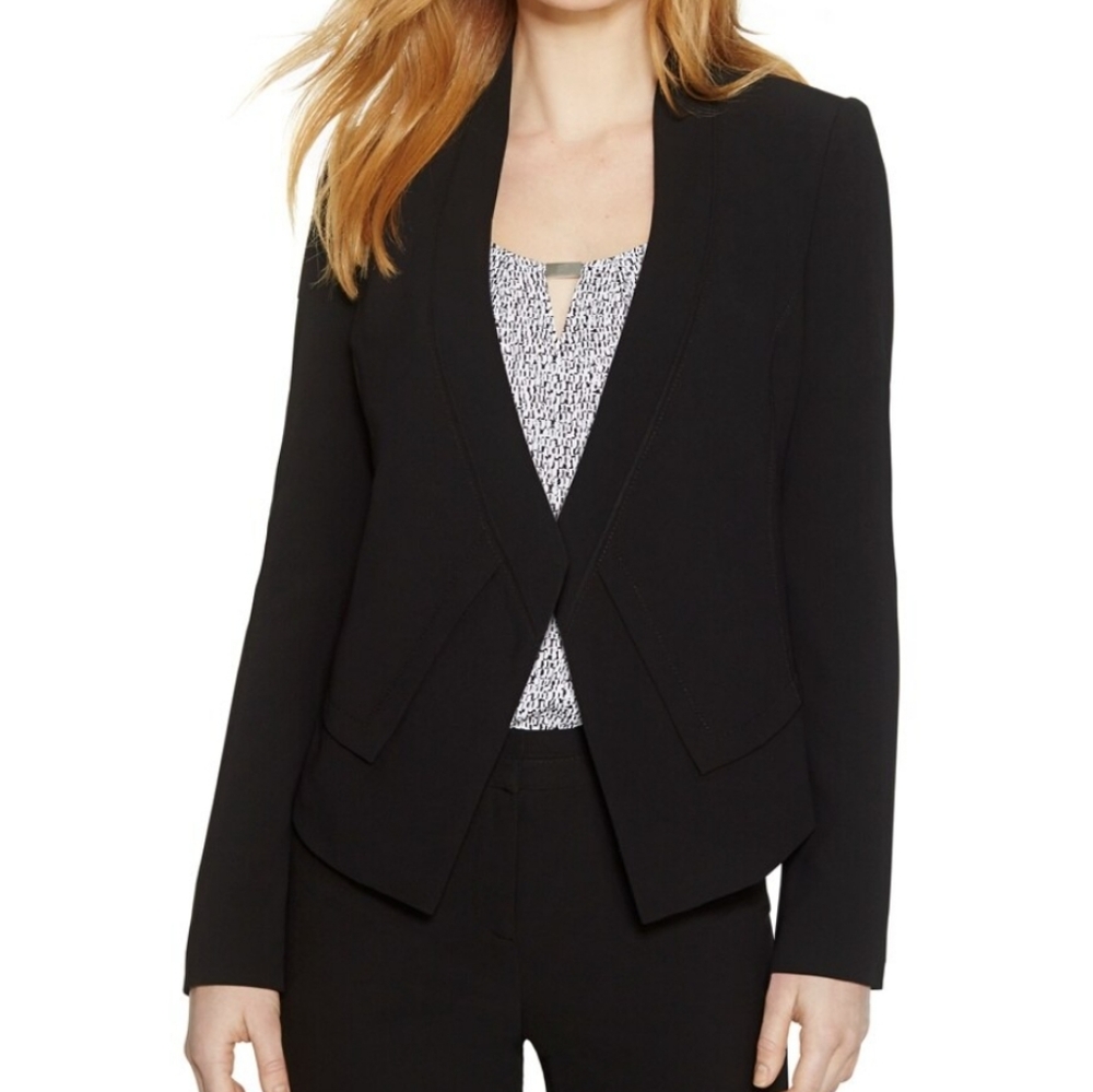 Whbm Open Front Drape Blazer Black - Size 8 - image 1